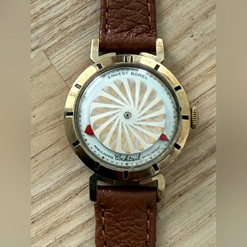 Ernest Borel Kaleidoscope Stunning Mechanical Watch Rare White Dial New Strap